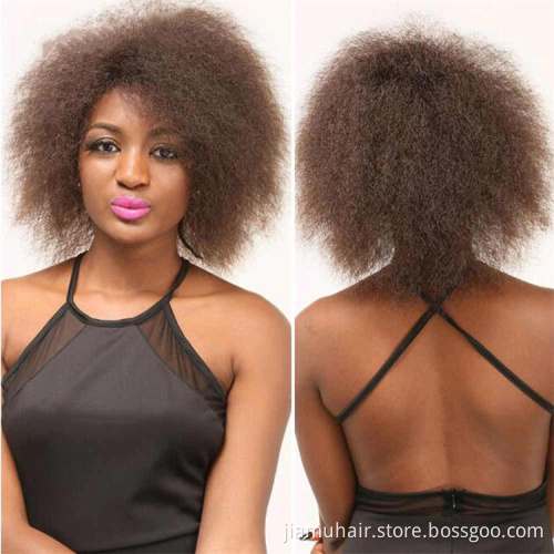 Synthetic Short  Wig Afro Kinky Straight Black Hair Wigs For African Yaki Cosplay Wigs